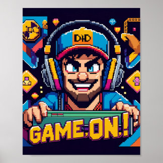 Game On Dad Cartoon Gaming Chair Poster