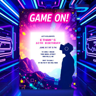 Game On for Kids & Gamers VR Birthday Party Invitation