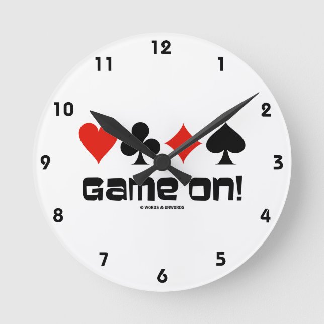 Game On! (Four Card Suits) Round Clock (Front)