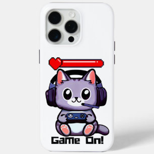 Game On Gamer Cat With Health Bar iPhone 15 Pro Max Case