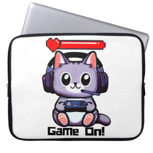Game On Gamer Cat With Health Bar Electronics Bag