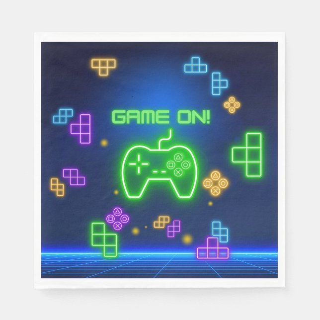 Game on Gamer Paper Plates Napkin (Front)