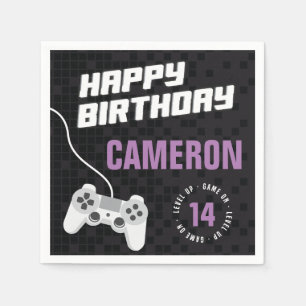 Game On Gaming Neon Green, Any Age Birthday Napkin