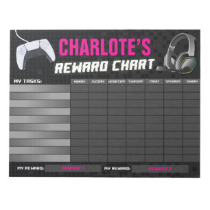 Game On Gaming Neon Pink Reward Chart Personalised Notepad