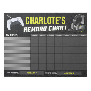 Game On Gaming Yellow Reward Chart Personalised Notepad