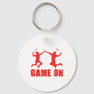 Game On Graphic Badminton Player Shuttle Sports Sm Key Ring