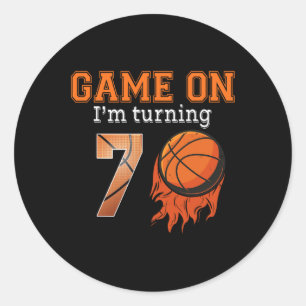 Game-On I'm Turning 7 Basketball 7th Birthday  Boy Classic Round Sticker