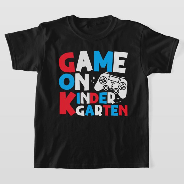 Game On Kindergarten Grade Funny Birthday Boy  T-Shirt (Laydown)