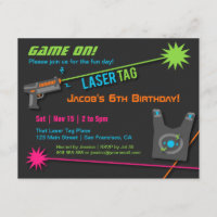 Game On Laser Tag Birthday Party Invitations