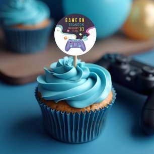 Game On Level Up Fun Video Game Birthday Party Classic Round Sticker