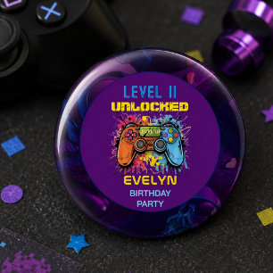 Game On Level Up Video Game Birthday 3 Cm Round Badge