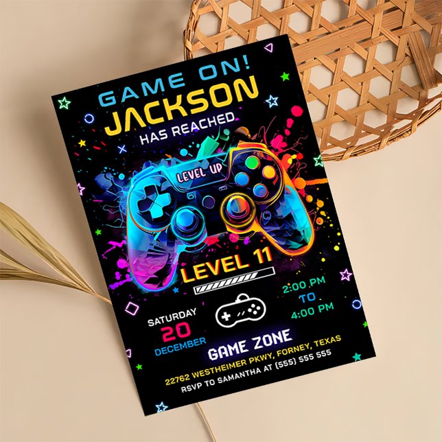 Game On Level Up Video Game Birthday Invitation (Creator Uploaded)