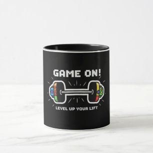Game On Level Up Your Lift Funny Gamer Gym Barbell Mug
