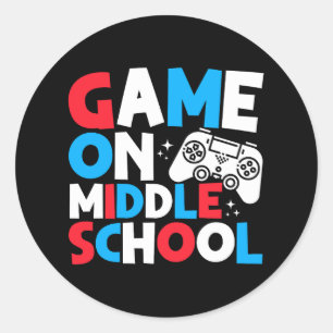 Game On Middle School Grade Funny Birthday Gaming Classic Round Sticker