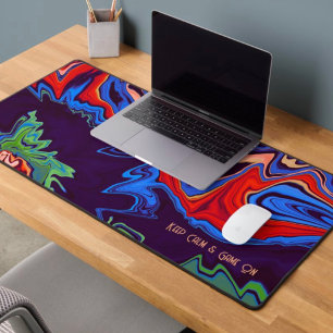 Game On Modern Abstract Distressed Colourful Custo Desk Mat