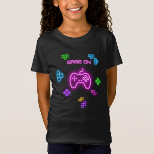 Game on neon pink and green video gamer T-Shirt