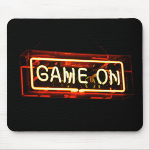 Game On Neon Sign Sports Gaming Gamer Mouse Mat