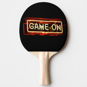 Game On Neon Sign Sports Gaming Gamer Ping Pong Paddle