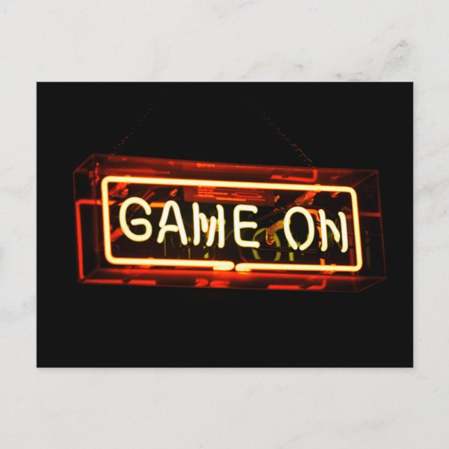 Game On Neon Sign Sports Gaming Gamer Postcard (Front)
