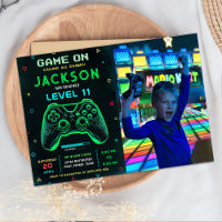 Game On Neon Video Game Birthday Party Photo