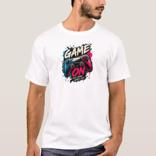 Game On Play More Worry Less Colourful Gaming T-Shirt