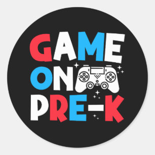 Game On Pre-k Grade Funny Birthday Boy Cool Gaming Classic Round Sticker