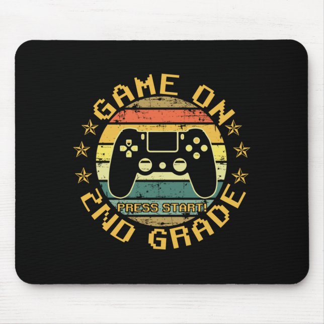 Game On Press Start 2nd Grade Back To School Mouse Mat (Front)