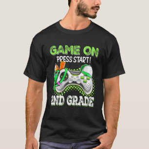 Game On Press Start 2Nd Grade Funny Back To School T-Shirt