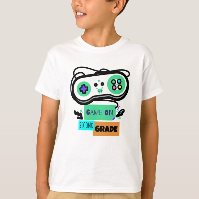 Game on Second Grade - First Day of 2nd Grade Back T-Shirt (Front)