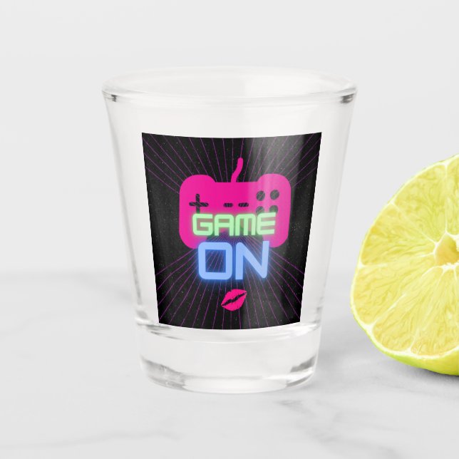 Game on  shot glass (Front)