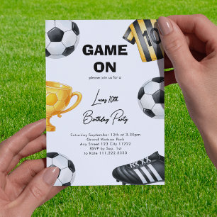 Game On Soccer Sport Football Birthday Party Invitation
