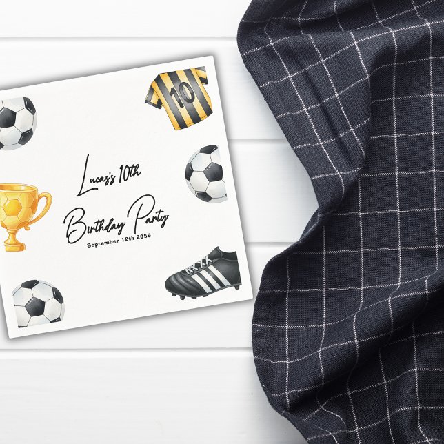 Game On Soccer Sport Football Birthday Party Napkin (Creator Uploaded)