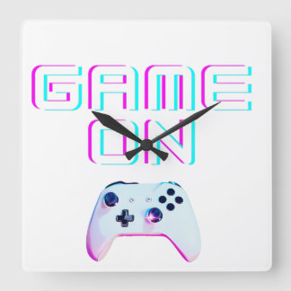 Game On Square Wall Clock
