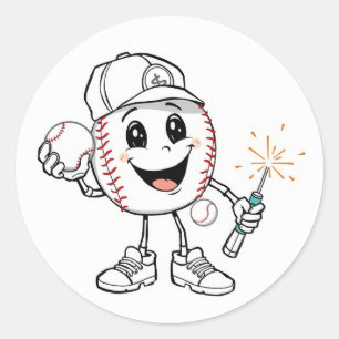 Game On! The Ultimate Sports Mascot: Bash the Base Classic Round Sticker