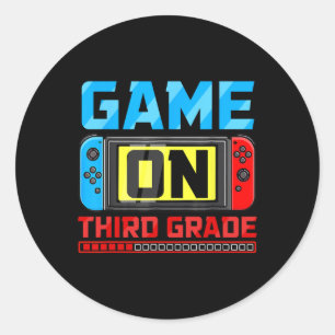 Game On Third Grade Gamer Back To School First Day Classic Round Sticker