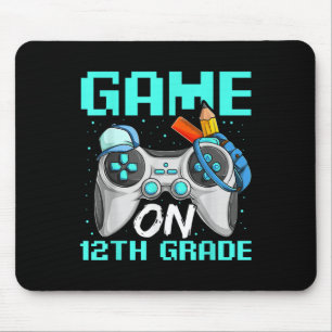 Game On Twelfth Grade Shirts, Funny Gamer Boy Back Mouse Mat
