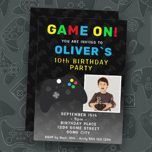 Game On Video Game Controller Photo Birthday Invitation