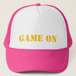 GAME ON Yellow Competative Motivational Fun Trucker Hat