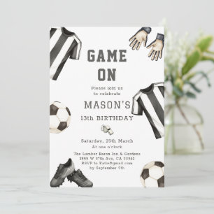 Game One football Sports Theme Soccer Birthday Invitation