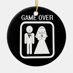 GAME OVER  Bachelor Party Wedding Groomsman Humour Ceramic Tree Decoration