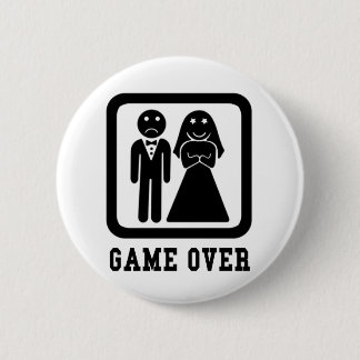 Game Over | Bachelor Stag Party Gift (Black/White) 6 Cm Round Badge
