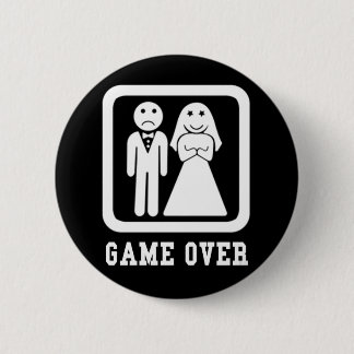 Game Over | Bachelor Stag Party Gift (Black/White) 6 Cm Round Badge