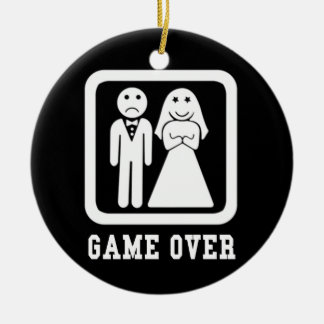 Game Over | Bachelor Stag Party Gift (Black/White) Ceramic Tree Decoration