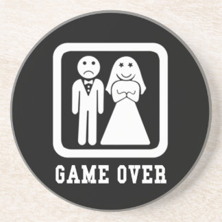Game Over | Bachelor Stag Party Gift (Black/White) Coaster