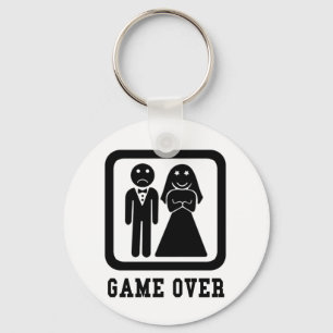 Game Over Bachelor Stag Party Gift (Black/White) Key Ring