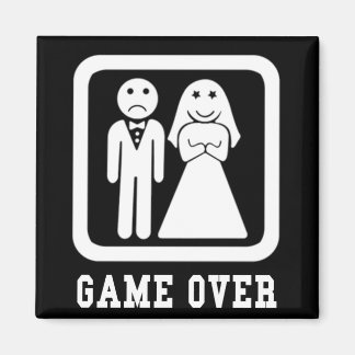Game Over | Bachelor Stag Party Gift (Black/White) Magnet