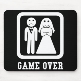 Game Over | Bachelor Stag Party Gift (Black/White) Mouse Mat