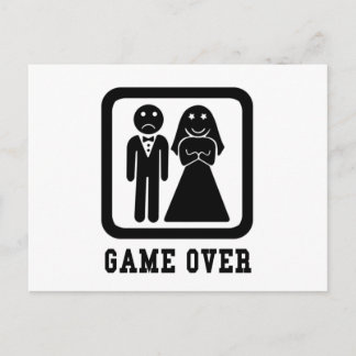 Game Over | Bachelor Stag Party Gift (Black/White) Postcard