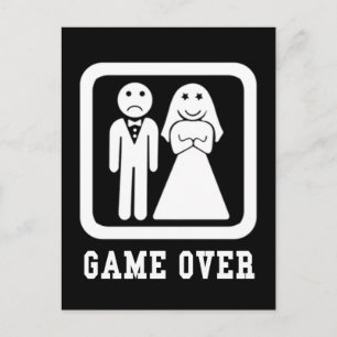 Game Over   Bachelor Stag Party Gift (Black/White) Postcard