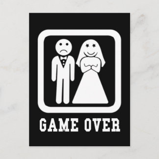 Game Over | Bachelor Stag Party Gift (Black/White) Postcard